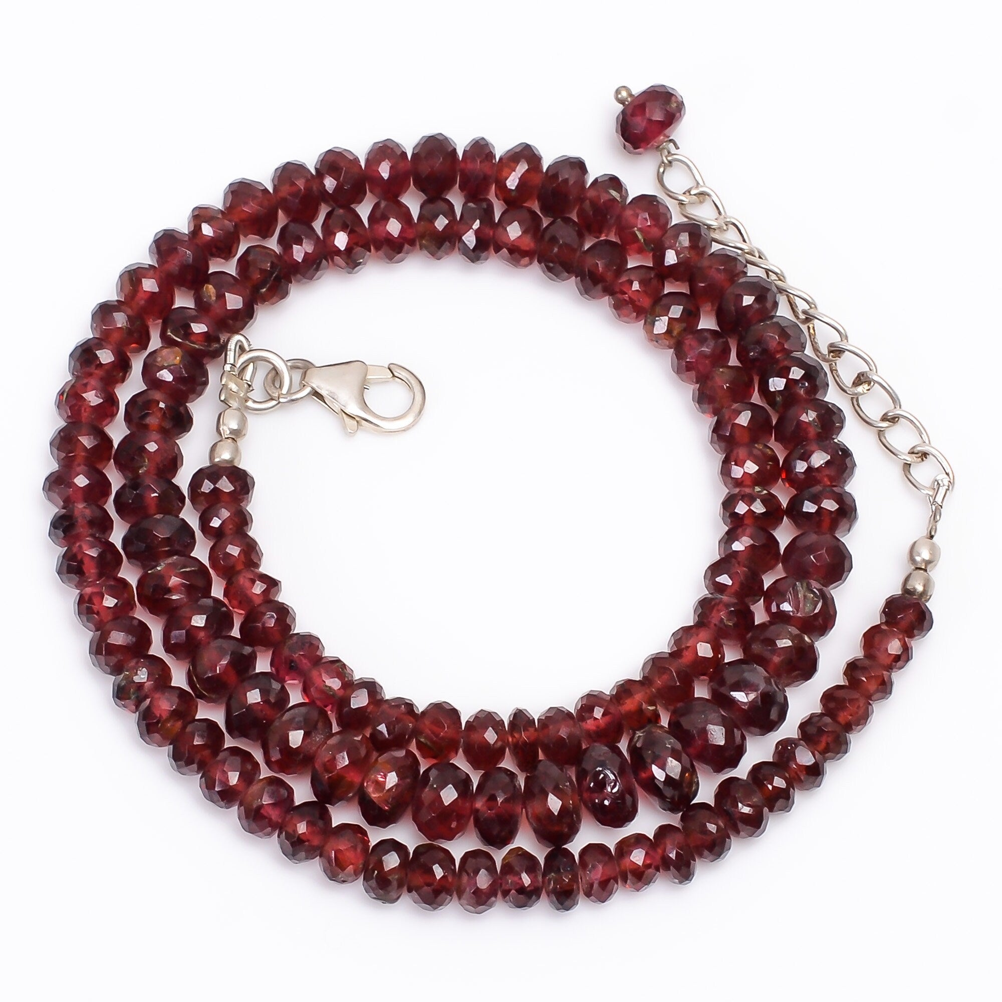 garnet rondelle shape faceted beads necklace garnet faceted beasd
